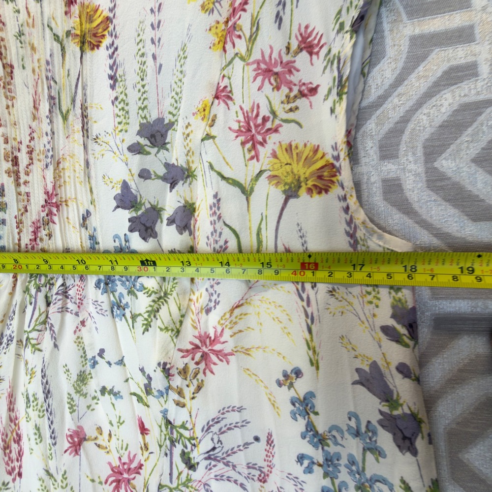 Madewell Silk Wildflower Pintuck Ruffle Dress Cottage core cream Floral 6 - Picture 5 of 8